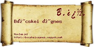 Böcskei Ágnes névjegykártya
